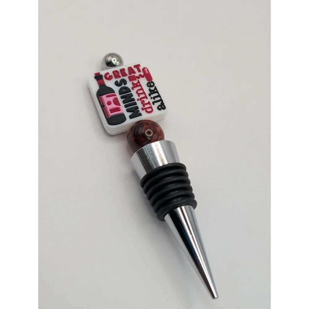 Great Minds Drink Alike Wine Bottle Stopper Metal Novelty Barware Gift NEW